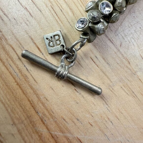 Banana Republic Rhinestone & Antiqued Gold-Tone Toggle Bracelet - 7.5" Wrist - Picture 7 of 9